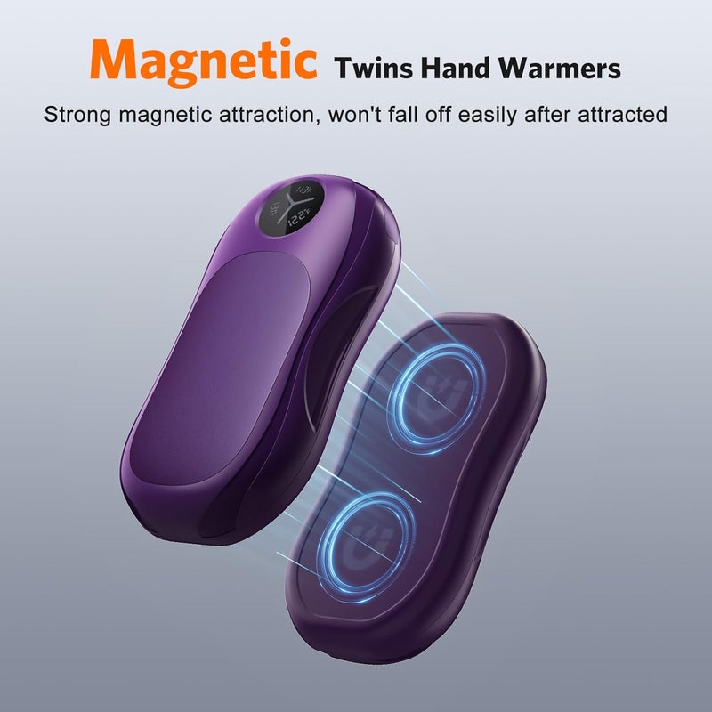 WHATOOK AI Hand Warmers Rechargeable: Magnetic 2 in 1 Electric Hand Warmers with USB Charging, Portable Reusable Pocket Heater, Men Women Gifts for Outdoors, Golfing, Hiking, Skiing, Hunting - Image 2